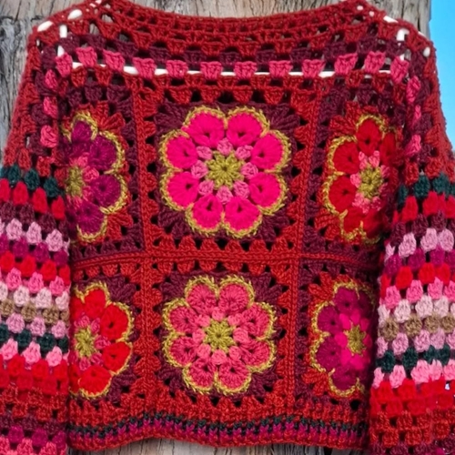 Crochet Sweater: African Flower Custom Order
